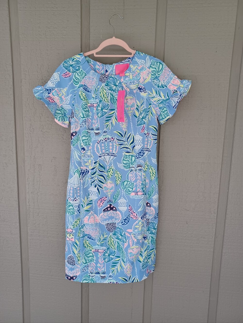 Lilly Pulitzer Kerstin Stretch Shift Dress Size 4 In Blue Peri Lapis Lanterns